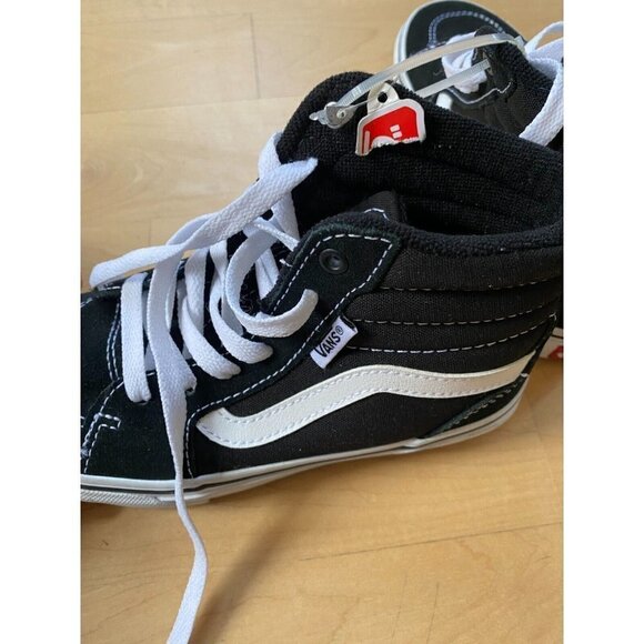 VANS Bnwt "Sk8" Hi Top Sneakers Boys New Black White - Picture 7 of 8